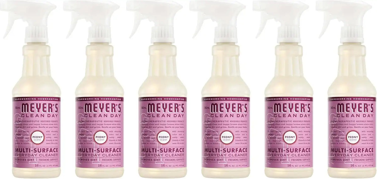Mrs. MEYER'S CLEAN DAY Multi-Surface Everyday Cleaner, Peony Scent, 16 Fl Oz Bottle (Pack of 6)