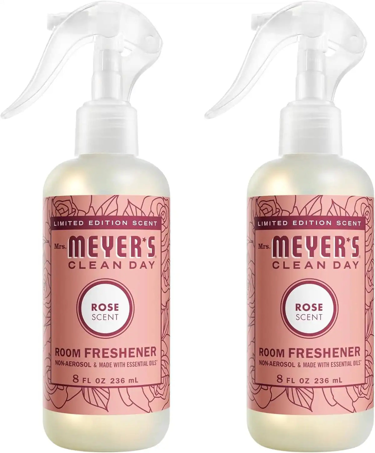 Mrs. Meyer’s Clean Day Room Freshener Spray, Rose Scent, Limited Edition Scent, Contains Essential Oils 8 Fl Oz (Pack of 2)
