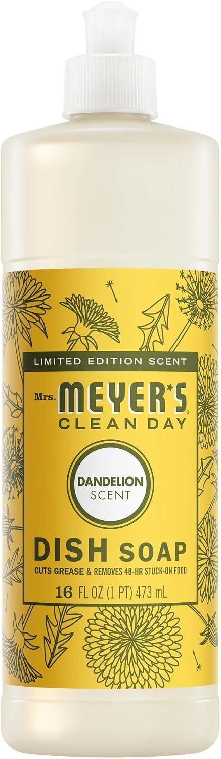 MRS. MEYER'S CLEAN DAY Liquid Dish Soap, Dandelion Scent, 16 Fl Oz Bottle