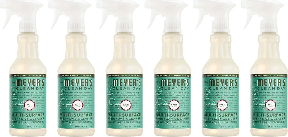 Mrs. MEYER'S CLEAN DAY Multi-Surface Everyday Cleaner, Basil Scent, 16 Fl Oz Bottle (Pack of 6)