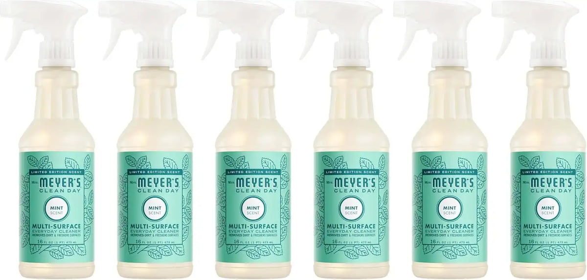 Mrs. MEYER'S CLEAN DAY Multi-Surface Everyday Cleaner, Mint Scent, 16 Fl Oz Bottle (Pack of 6)