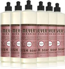 MRS. MEYER'S CLEAN DAY Liquid Dish Soap, Rosemary Scent, 16 ounce (Pack of 6) | Cuts Through Grease, Removes 48-Hour Stuck on Food, Cruelty Free, Made with Essential Oils and Aloe Vera Extract