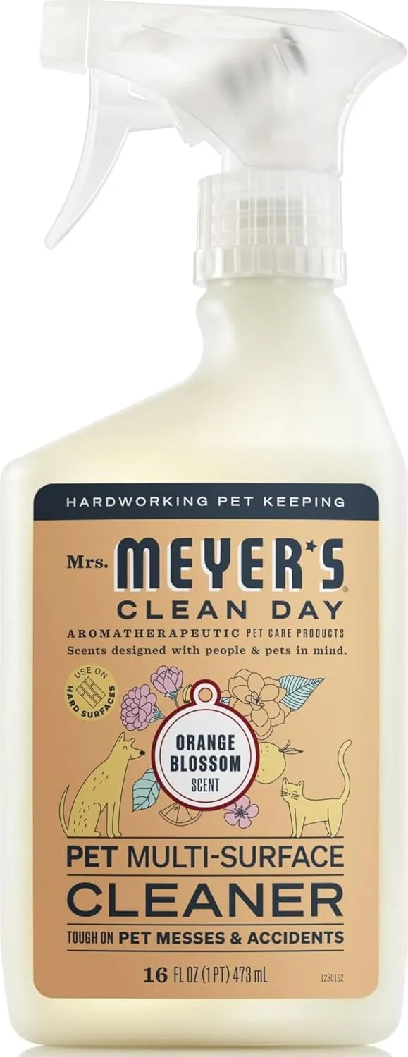 MRS. MEYER'S CLEAN DAY Pet Multi-Surface Cleaner, Orange Blossom, 16 fl oz | Formulated for Pet Messes and Accidents, Works on Hard Surfaces like Tile, Floors, Crates, and Atrificial Turf
