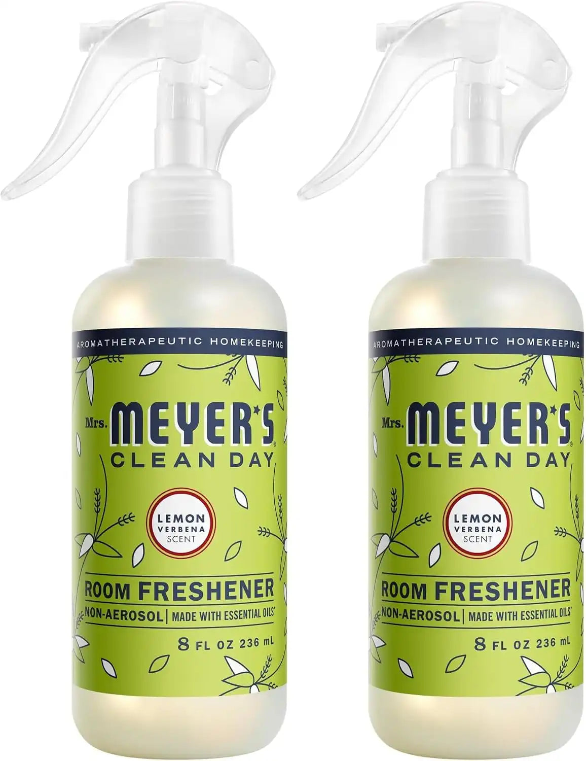 Mrs. Meyer's Air Freshener, Lemon Verbena, Spray | Non-Aerosol | Essential Oils | 8 fl. oz | Pack of 2