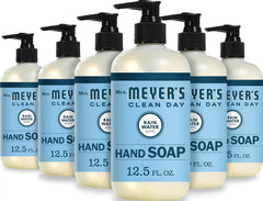 MRS. MEYER'S CLEAN DAY Hand Soap, Made with Essential Oils, Rain Water, 12.5 fl. oz - Pack of 6 | Moisturizing Liquid Hand Soap, Softens and Cleans Hands, Cruelty Free, Made with Essential Oils, Olive Oil, and Aloe Vera