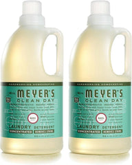 MRS. MEYER'S CLEAN DAY Liquid Laundry Detergent, Infused with Essential Oils, Basil, 64 oz - Pack of 2 (128 Loads)