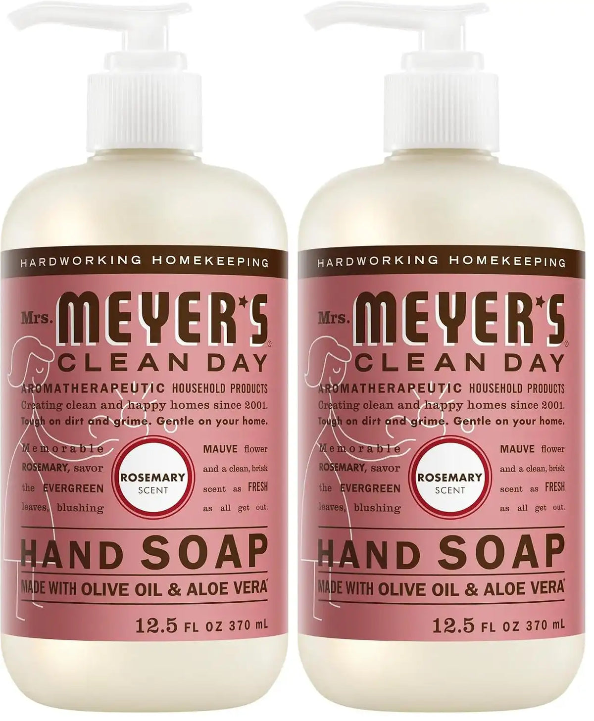 MRS. MEYER’S CLEANDAY Hand Soap, Made with Essential Oils, Biodegradable Formula, Rosemary, 12.5 fl. oz (Pack of 2)