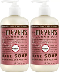 MRS. MEYER’S CLEANDAY Hand Soap, Made with Essential Oils, Biodegradable Formula, Rosemary, 12.5 fl. oz (Pack of 2)
