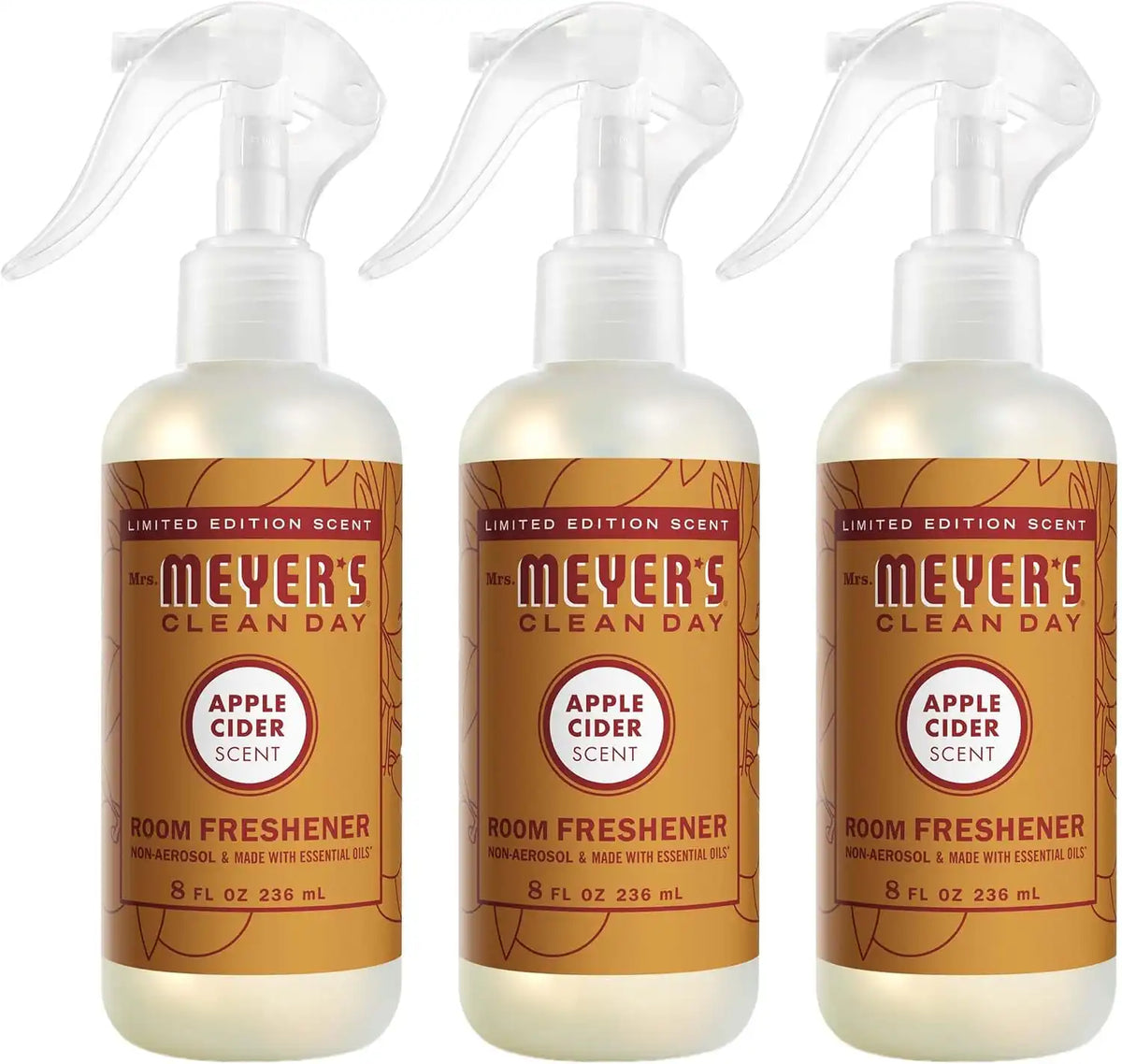 MRS. MEYER'S CLEAN DAY Room Spray, Apple Cider Scent, 8 Fl Oz Bottle - 3 Pack
