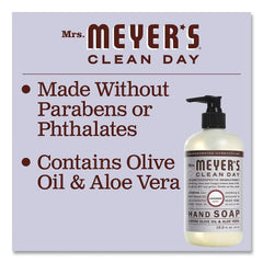 MRS. MEYER'S CLEAN DAY Hand Soap, Made with Essential Oils, Lavender, 12.5 fl. oz - Pack of 6 | Moisturizing Liquid Hand Soap, Softens and Cleans Hands, Cruelty Free, Made with Essential Oils, Olive Oil, and Aloe Vera