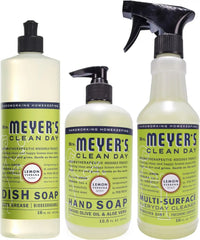 MRS. MEYER'S CLEAN DAY Kitchen Essentials Set, Includes: Hand Soap, Dish Soap, and All Purpose Cleaner, Lemon Verbena, 3 Count Pack