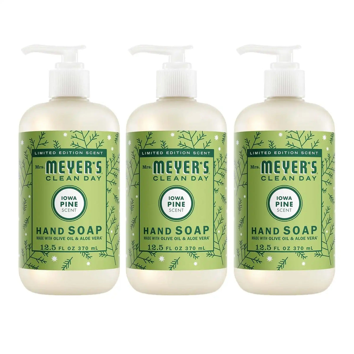 MRS. MEYER'S CLEAN DAY Hand Soap, Iowa Pine Scent, 12.5 Fl Oz Bottle - 3 Pack | Moisturizing Liquid Hand Soap, Softens and Cleans Hands, Cruelty Free, Made with Essential Oils, Olive Oil, and Aloe Vera