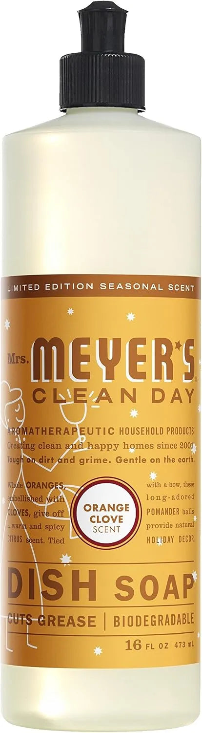 MRS. MEYER'S CLEAN DAY Liquid Dish Soap, Limitd Edition Orange Clove, 16 fl. Oz
