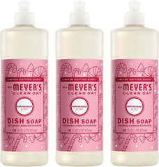 MRS. MEYER'S CLEAN DAY Liquid Dish Soap, Peppermint, 16 fl oz, 3 Pack | Cuts Through Grease, Removes 48-Hour Stuck on Food, Cruelty Free, Made with Essential Oils and Aloe Vera Extract