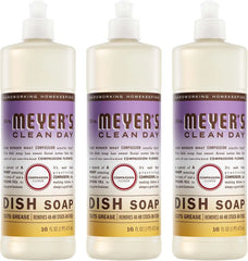 MRS. MEYER'S CLEAN DAY Liquid Dish Soap, Compassion Flower Scent, 16 Fl Oz Bottle - 3 Pack | Cuts Through Grease, Removes 48-Hour Stuck on Food, Cruelty Free, Made with Essential Oils and Aloe Vera Extract