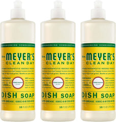 MRS. MEYER'S CLEAN DAY Liquid Dish Soap, Honeysuckle Scent, 16 Fl Oz Bottle - 3 Pack | Cuts Through Grease, Removes 48-Hour Stuck on Food, Cruelty Free, Made with Essential Oils and Aloe Vera Extract