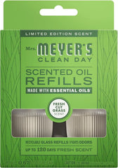 MRS. MEYER'S CLEAN DAY Premium Scented Oil, Fresh Cut Grass, 2 Refills | Air Freshener Refills for Home, 0.67oz Recyclable Glass Refills, Works with Mrs. Meyer's Plug In Diffuser (Sold Separately)