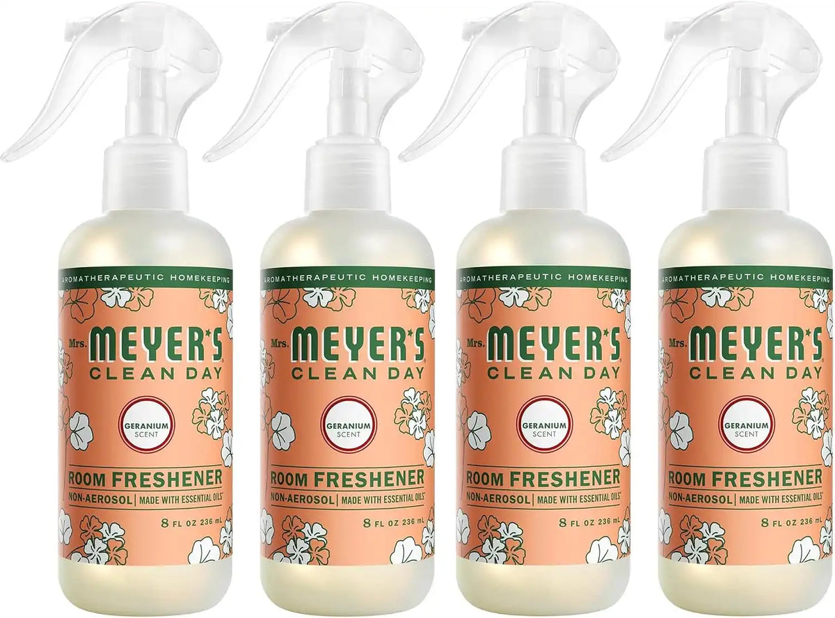 Mrs. Meyer's Clean Day Room Freshener Spray, Geranium, Non-Aerosol & Made with Essential Oils, 8 FL OZ (Pack of 4)