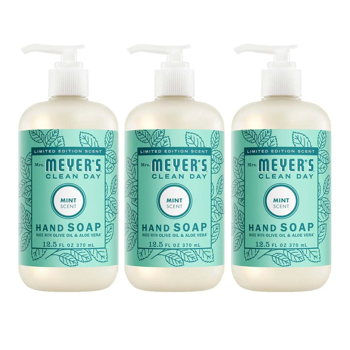 MRS. MEYER'S CLEAN DAY Hand Soap, Mint Scent, 12.5 Fl Oz Bottle - 3 Pack