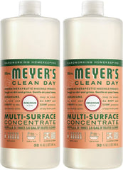 MRS. MEYER'S CLEAN DAY Multi-Surface Everyday Concentrate, Geranium Scent, 32 Fl Oz Bottle - 2 Pack | Dilute with Water for Powerful Cleaner, Makes Up to 16 Gallons per Bottle, Removes Dirt and Freshens Surfaces