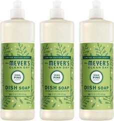 MRS. MEYER'S CLEAN DAY Liquid Dish Soap, Iowa Pine Scent, 16 Fl Oz Bottle - 3 Pack | Cuts Through Grease, Removes 48-Hour Stuck on Food, Cruelty Free, Made with Essential Oils and Aloe Vera Extract
