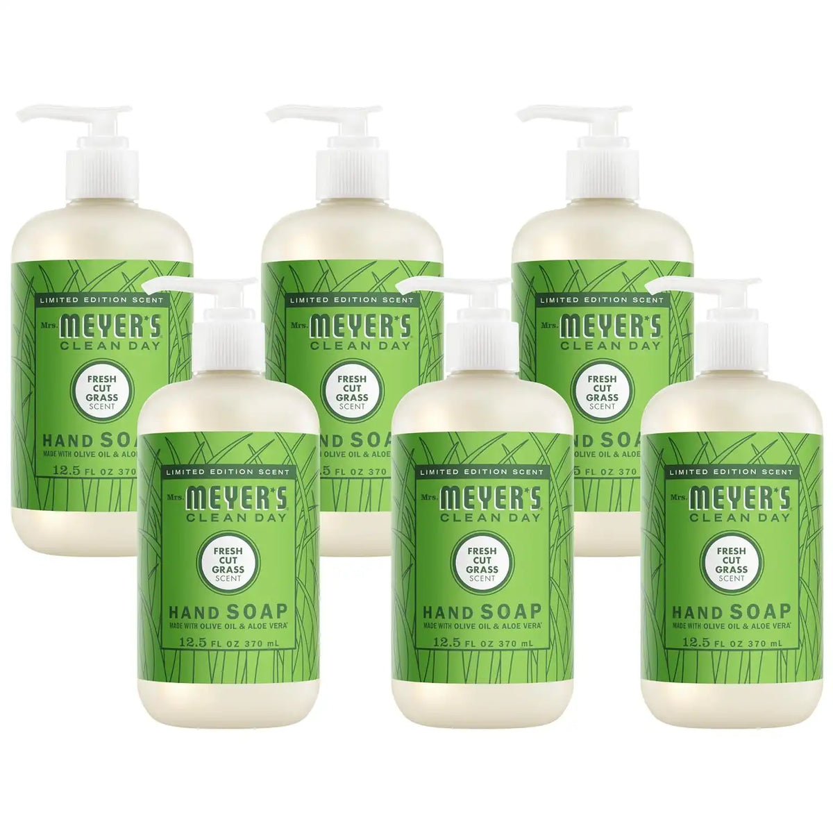 Mrs. MEYER'S Fresh Cut Grass Liquid Hand Soap 12.5 Fl Oz (Pack of 6)