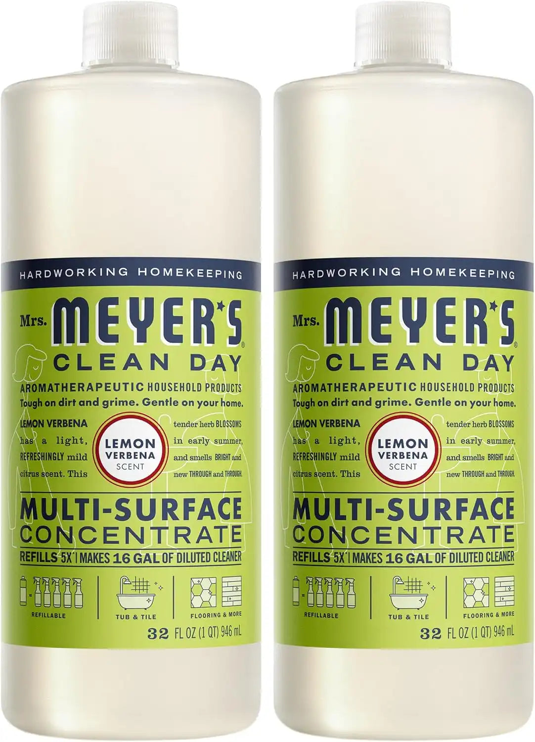 Mrs. Meyer's Multi-Surface Concentrate Lemon Verbena, 32 OZ (Pack of 2)
