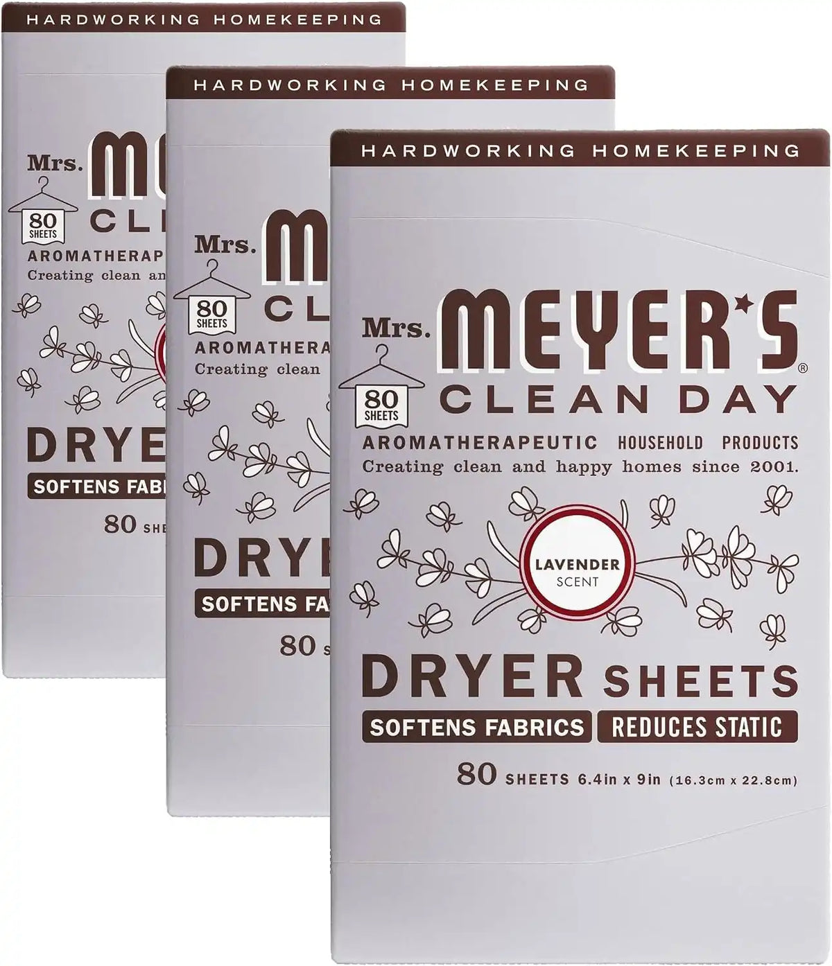 MRS. MEYER'S CLEAN DAY Dryer Sheets, Lavender, 80 ct (Pack of 3)