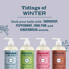 MRS. MEYER'S CLEAN DAY Holiday Liquid Hand Soap Set | Moisturizing Liquid Hand Soap, Softens and Cleans Hands, Includes Peppermint, Iowa Pine, Snowdrop, Gingerbread