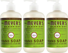 MRS. MEYER'S CLEAN DAY Hand Soap, Made with Essential Oils, Apple, 12.5 fl. oz - Pack of 3 | Moisturizing Liquid Hand Soap, Softens and Cleans Hands, Cruelty Free, Made with Essential Oils, Olive Oil, and Aloe Vera