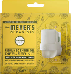 MRS. MEYER'S CLEAN DAY Scented Oil, Dandelion, 1 Warmer and Refill | Freshens Home with Premium Scent, Plug-In, Diffuser & Air Freshener Kit, Recyclable Glass Refills, 67 fl oz Refill