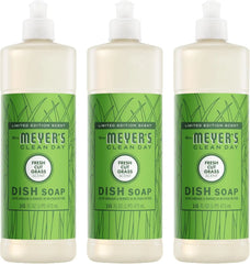 MRS. MEYER'S CLEAN DAY Liquid Dish Soap, Fresh Cut Grass, 16 fl oz, 3 Pack | Cuts Through Grease, Removes 48-Hour Stuck on Food, Cruelty Free, Made with Essential Oils and Aloe Vera Extract