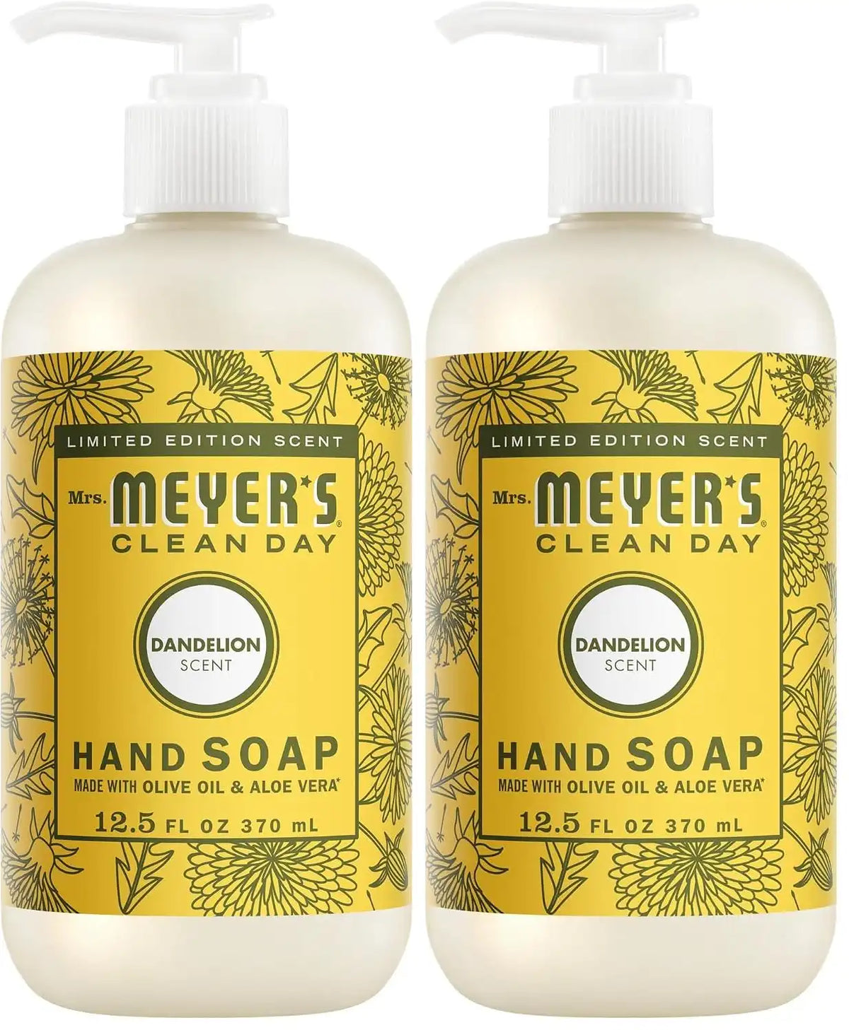 Mrs. MEYER'S CLEAN DAY Liquid Hand Soap, Dandelion Scent, 12.5 Ounce Bottle, (Pack of 2)