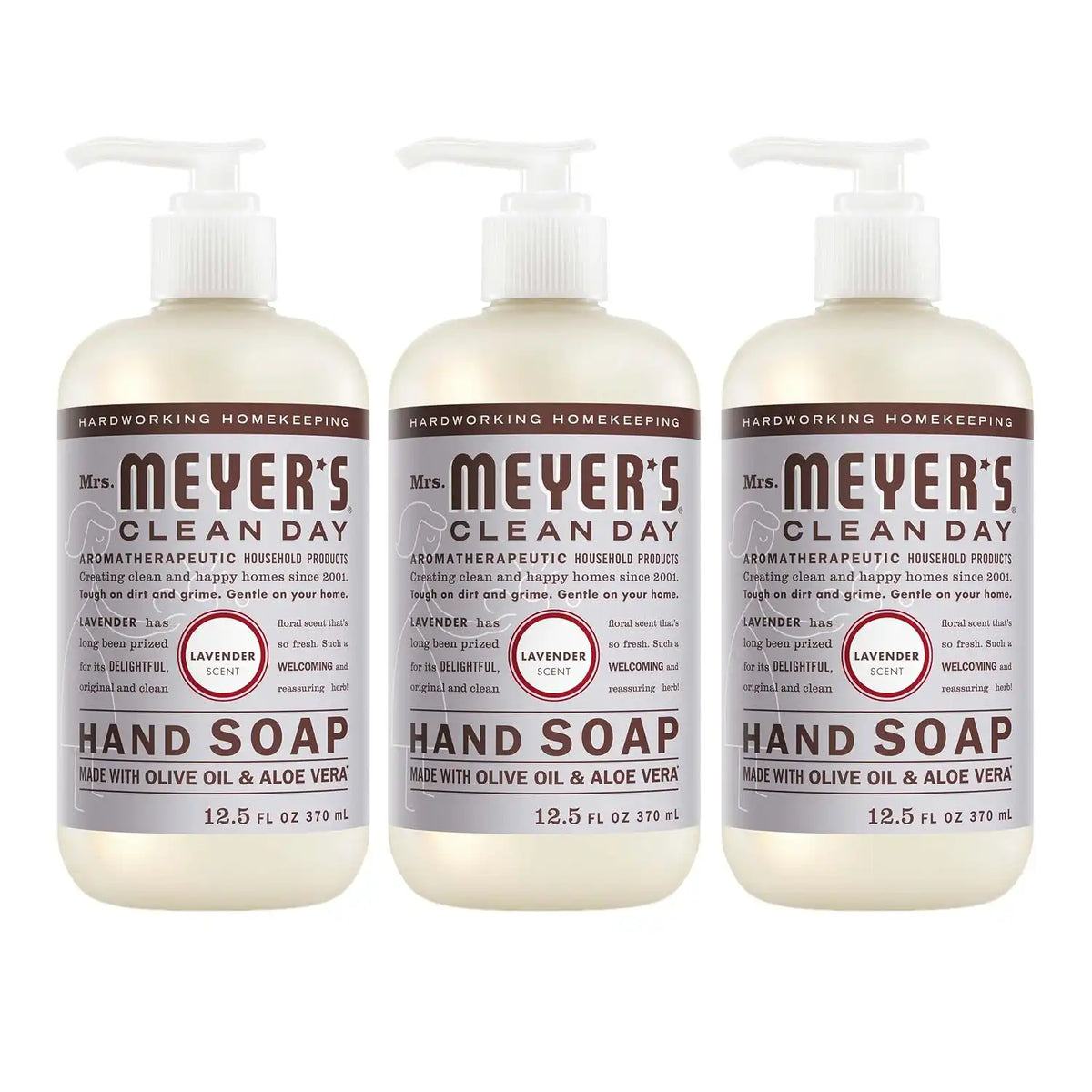 MRS. MEYER'S CLEAN DAY Hand Soap, Lavender Scent, 12.5 Fl Oz Bottle - 3 Pack